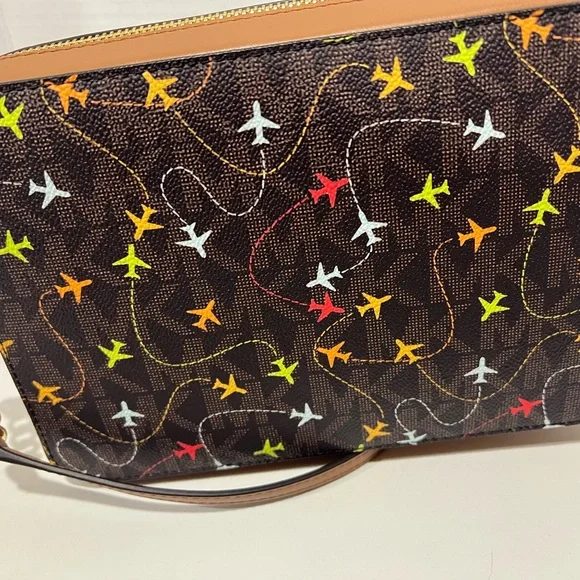 MICHAEL KORS JET SET BROWN MULTI EAST WEST AIRPLANES CROSSBODY BAG - Picture 3 of 9